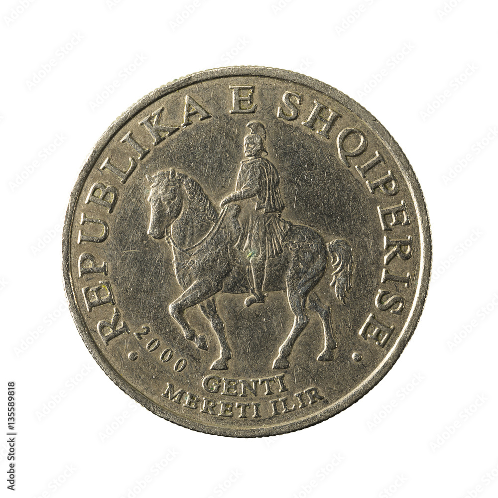 50 albanian lek coin (2000) reverse isolated on white background 50 albanian lek coin (2000) reverse isolated on white background