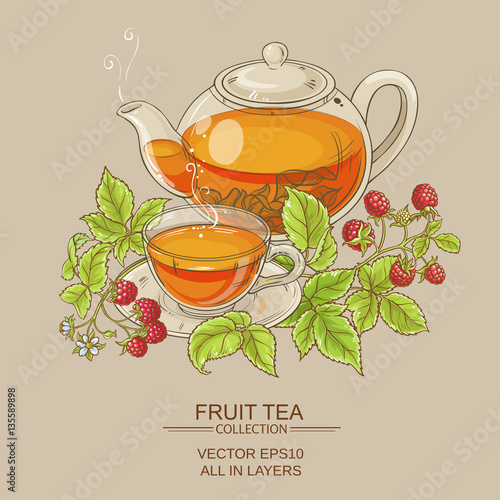 raspberry tea illustration