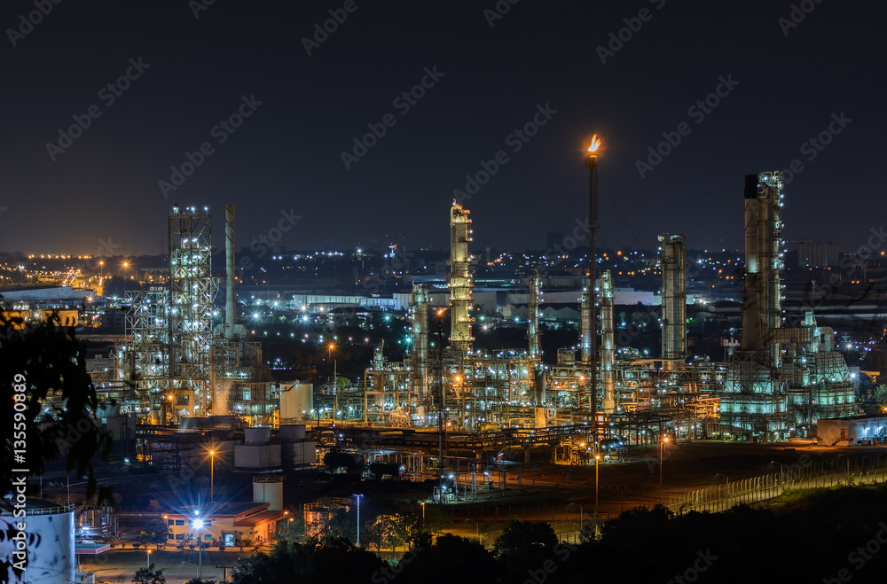 Oil refinery plant of petroleum or petrochemical industry produc