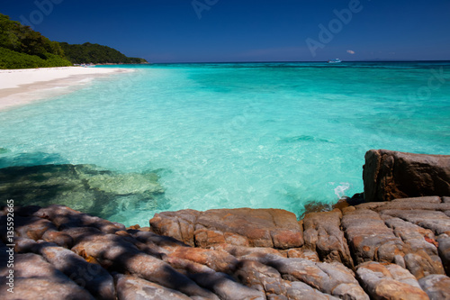 A clear water of ocean beside island in Tropicana under clear sky located south of thailand © pattierstock