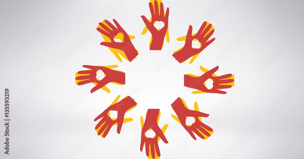 Obraz premium Conceptual image of volunteers hands with heart shaped