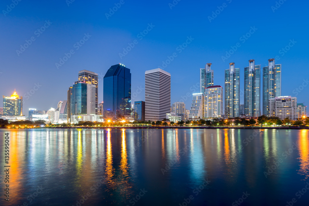 The high-rise buildings in downtown of Bangkok, Thailand