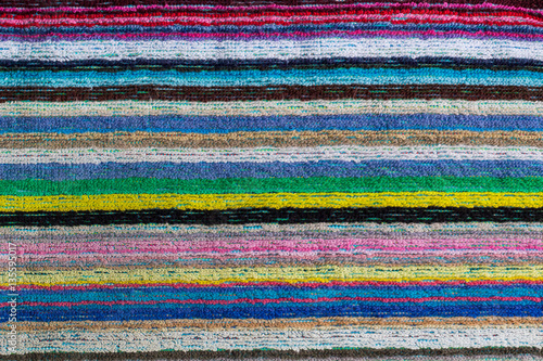 closeup of a colorful striped beach towel