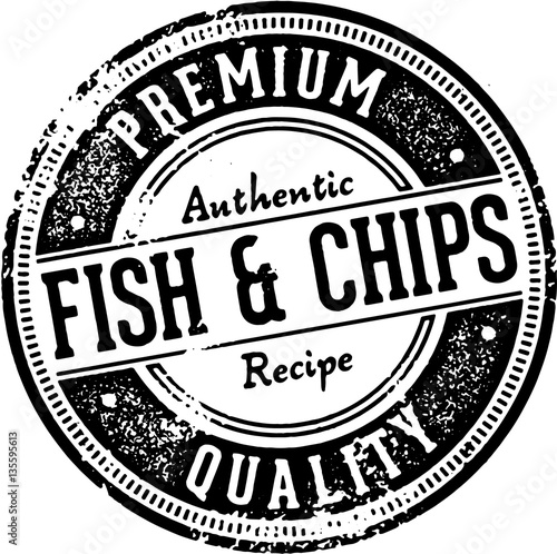 Vintage Fish and Chips Menu Design Stamp