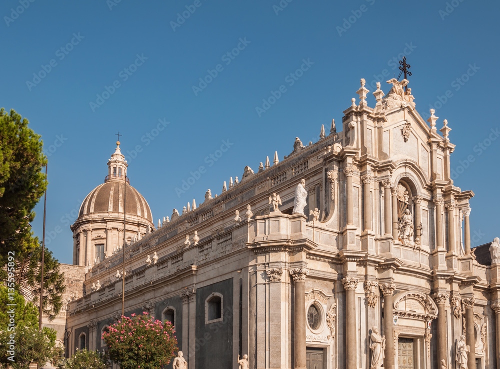 Piazza Duomo or Cathedral Square with Cathedral of Santa Agatha or Catania duomo in Catania
