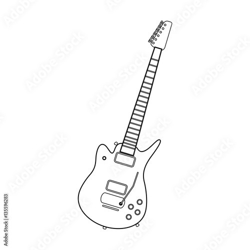 electric guitar instrument icon over white background. vector illustration