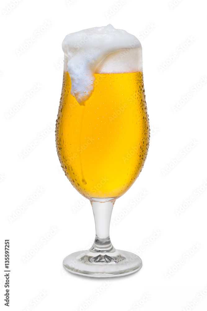 Full Belgium Ale with Condensation, Foam Head, Drip, and Run