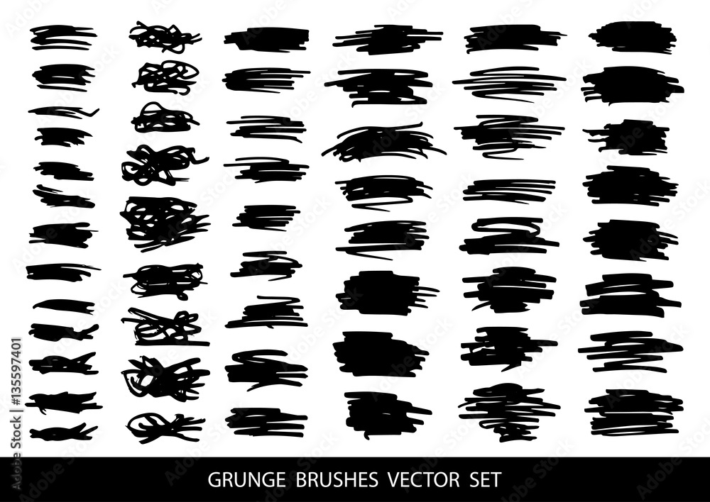 Set of black paint, ink, grunge, dirty brush strokes.Vector. Set of black paint, ink, grunge, dirty brush strokes.Vector.