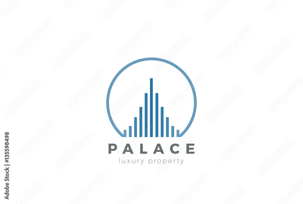 Real Estate Logo Luxury Skyscrapers Linear Construction circle Real Estate Logo Luxury Skyscrapers Linear Construction circle