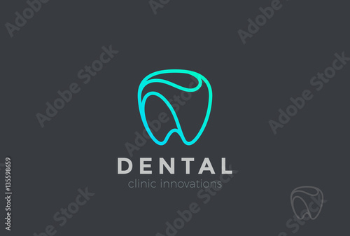 Fototapeta Naklejka Na Ścianę i Meble -  Dental Clinic Logo Tooth abstract Linear Dentist stomatology