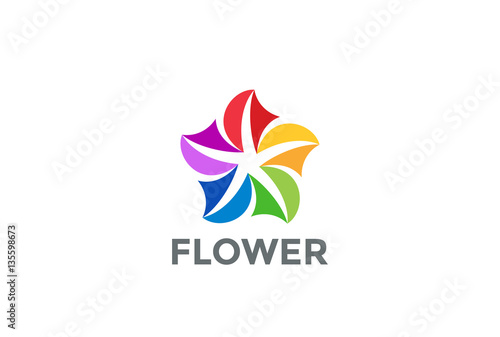 Colorful Flower Logo loop design. Team partners social icon
