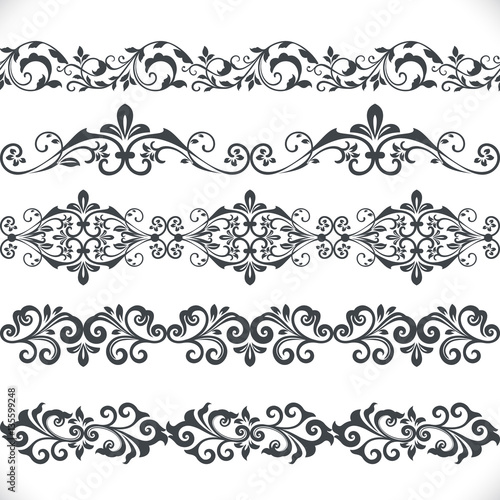 Seamless floral border vector template.