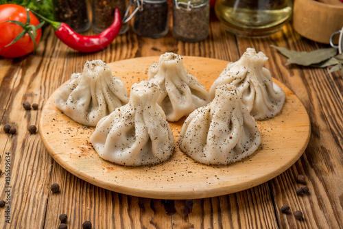 Georgian dumplings Khinkali with meat