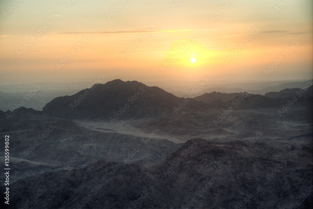 view from Mount Moses at Sinai Mountains at dawn view from Mount Moses at Sinai Mountains at dawn