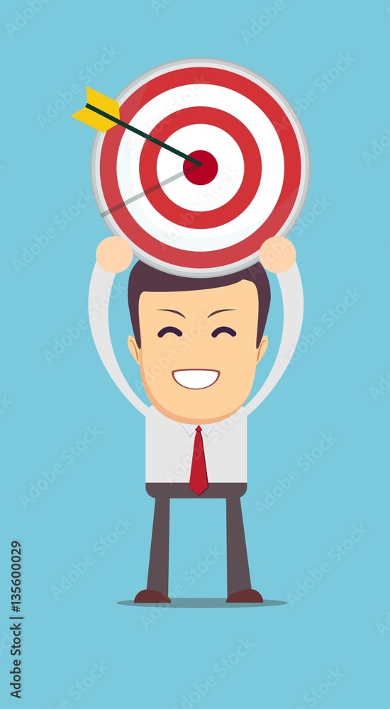 successful businessman aiming target with arrow successful businessman aiming target with arrow