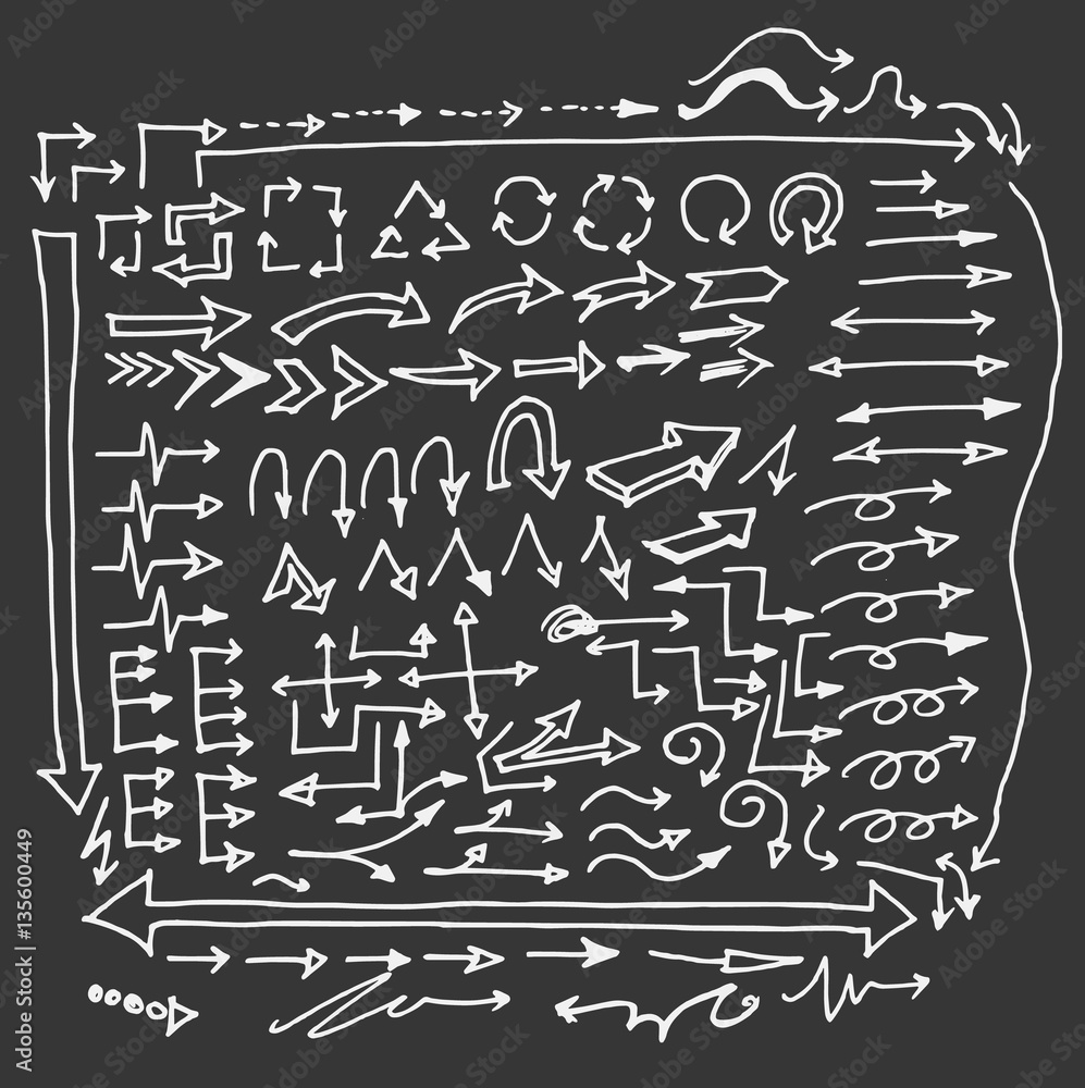 Fototapeta premium arrows doodle set on blackboard