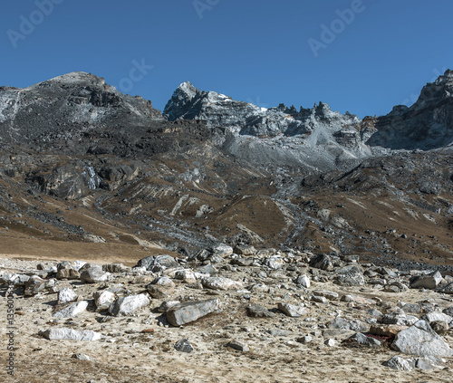 View of the Renjo pass from the west - Gokyo region, Nepal, Himalayas photo