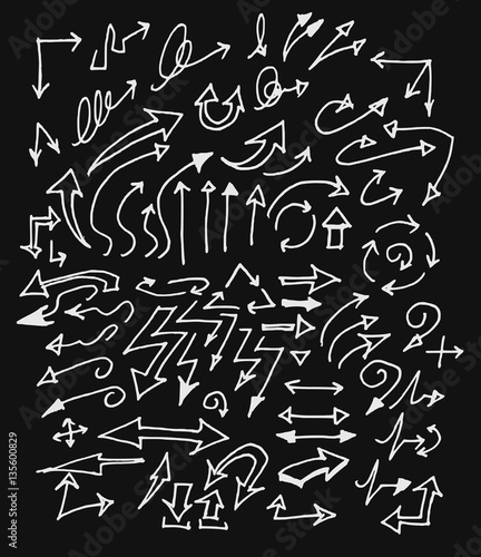 arrows doodle set on blackboard EPS10 vector