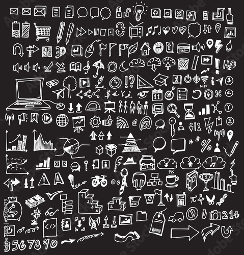 Hand drawn business icon set