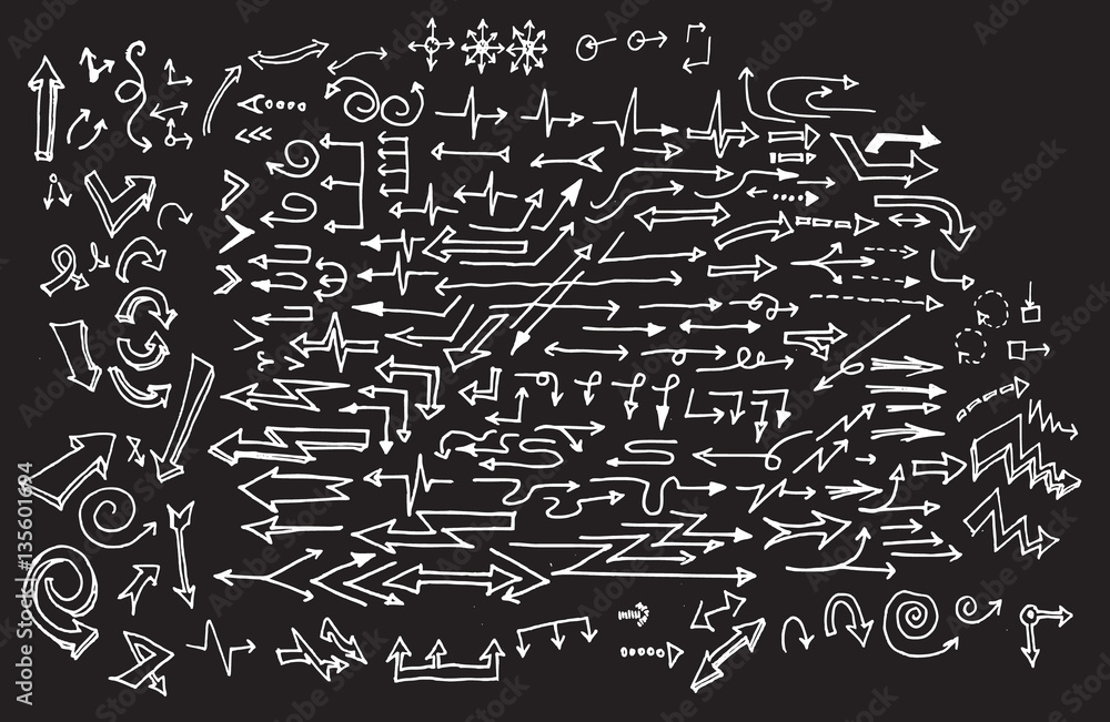 arrows doodle set on blackboard EPS10 vector arrows doodle set on blackboard EPS10 vector