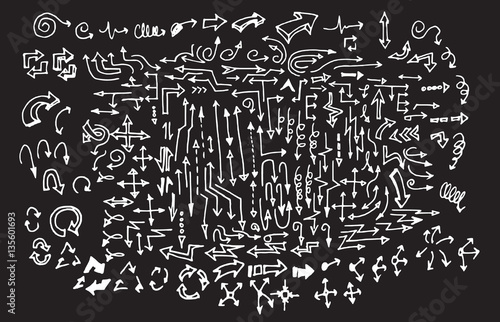 arrows doodle set on blackboard EPS10 vector