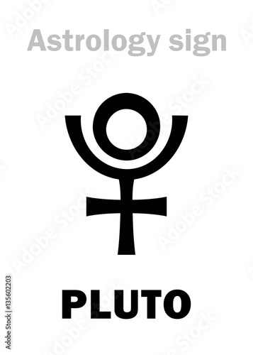 Astrology Alphabet: PLUTO (Hades), Transneptunian higher global planet (planetoid). Hieroglyphics character sign (single symbol). photo