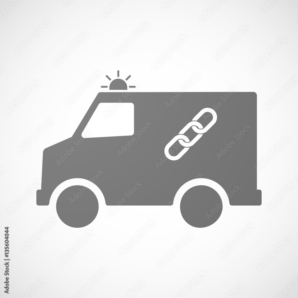 Isolated ambulance with a chain Isolated ambulance with a chain