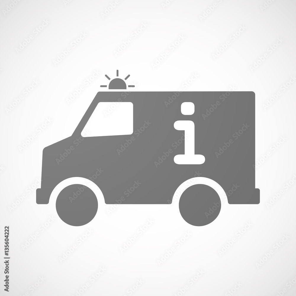 Isolated ambulance with an info sign Isolated ambulance with an info sign