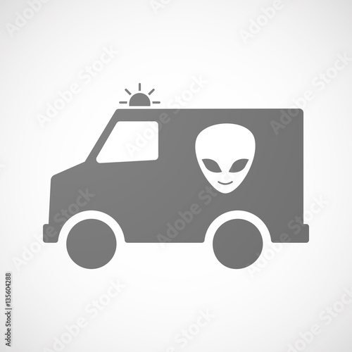 Isolated ambulance with an alien face