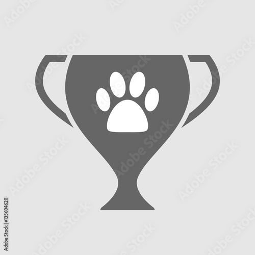 Isolated award cup with an animal footprint