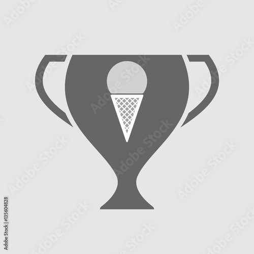 Isolated award cup with a cone ice cream