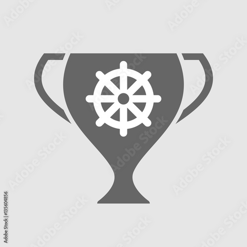 Isolated award cup with a dharma chakra sign