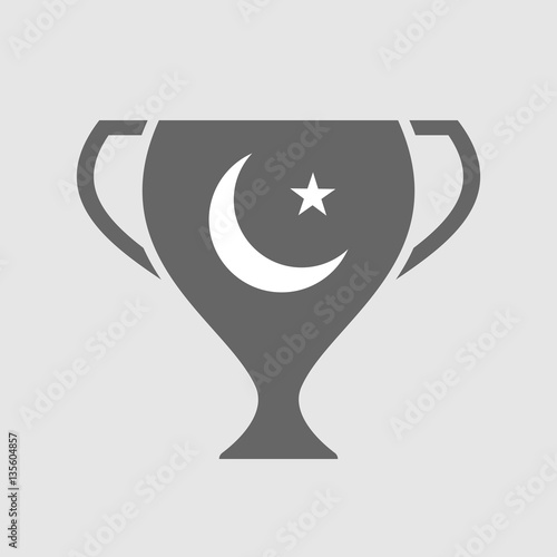 Isolated award cup with an islam sign
