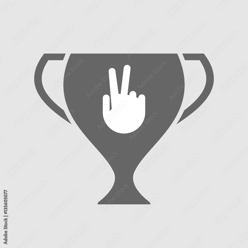 Isolated award cup with a victory hand Isolated award cup with a victory hand