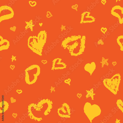 Seamless Pattern with Stylized hand-drawn Hearts. St. Valentine'