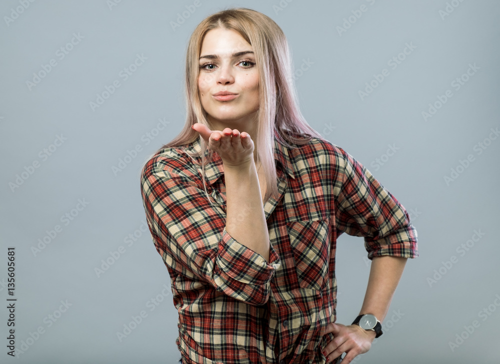 Fototapeta premium Cute girl send kiss