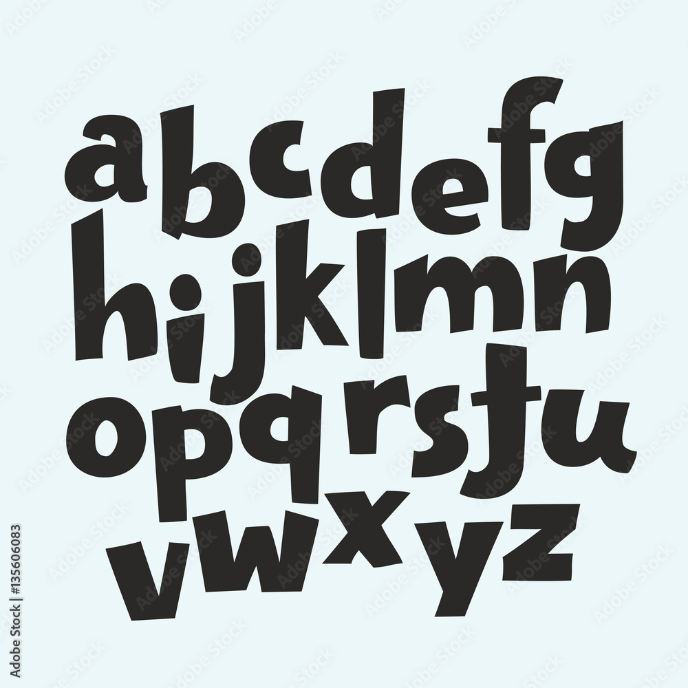 Uppercase and lowercase letters, numbers and symbols of the alphabet isolated on black background