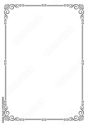 Ornate frame. Template for card, certificate, diploma. A4 page proportions.