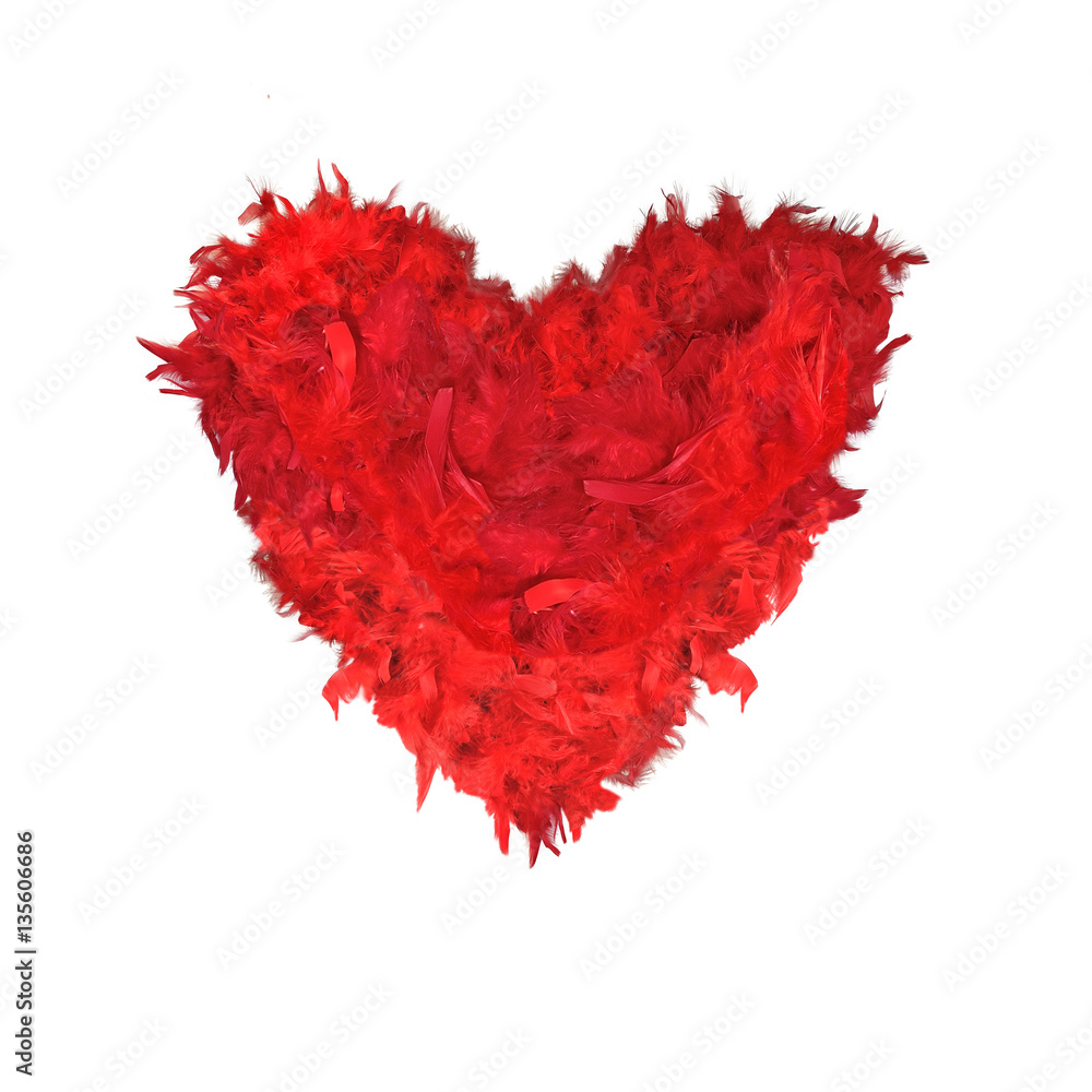 Red feathers heart shape