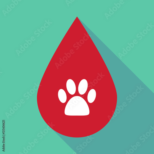 Long shadow blood drop with an animal footprint