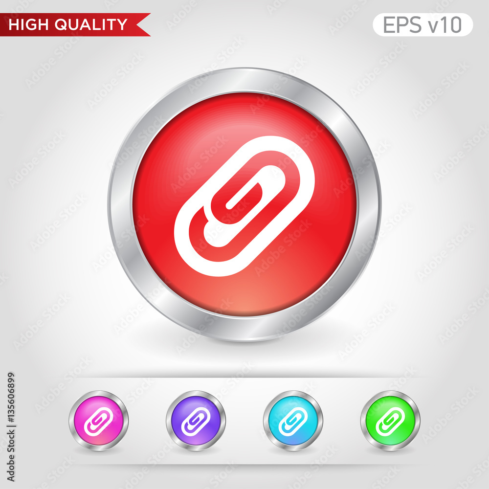 Clip icon. Button with clip icon. Modern vector. Clip icon. Button with clip icon. Modern vector.
