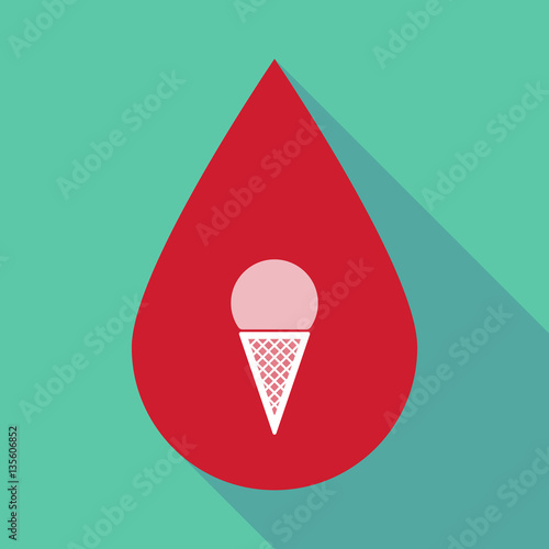 Long shadow blood drop with a cone ice cream