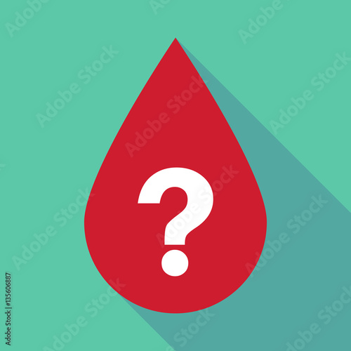 Long shadow blood drop with a question sign