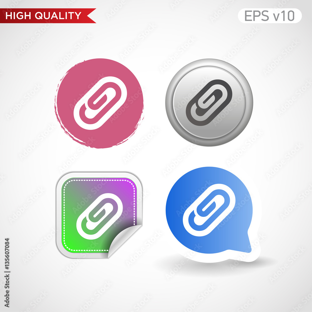 Clip icon. Button with clip icon. Modern vector. Clip icon. Button with clip icon. Modern vector.