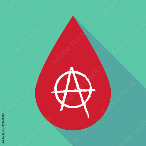 Long shadow blood drop with an anarchy sign