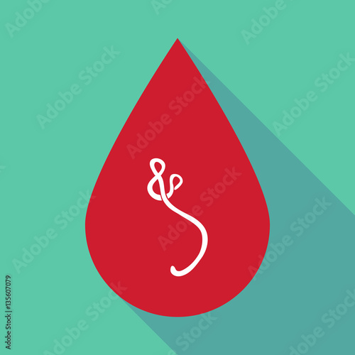 Long shadow blood drop with  an ebola sign