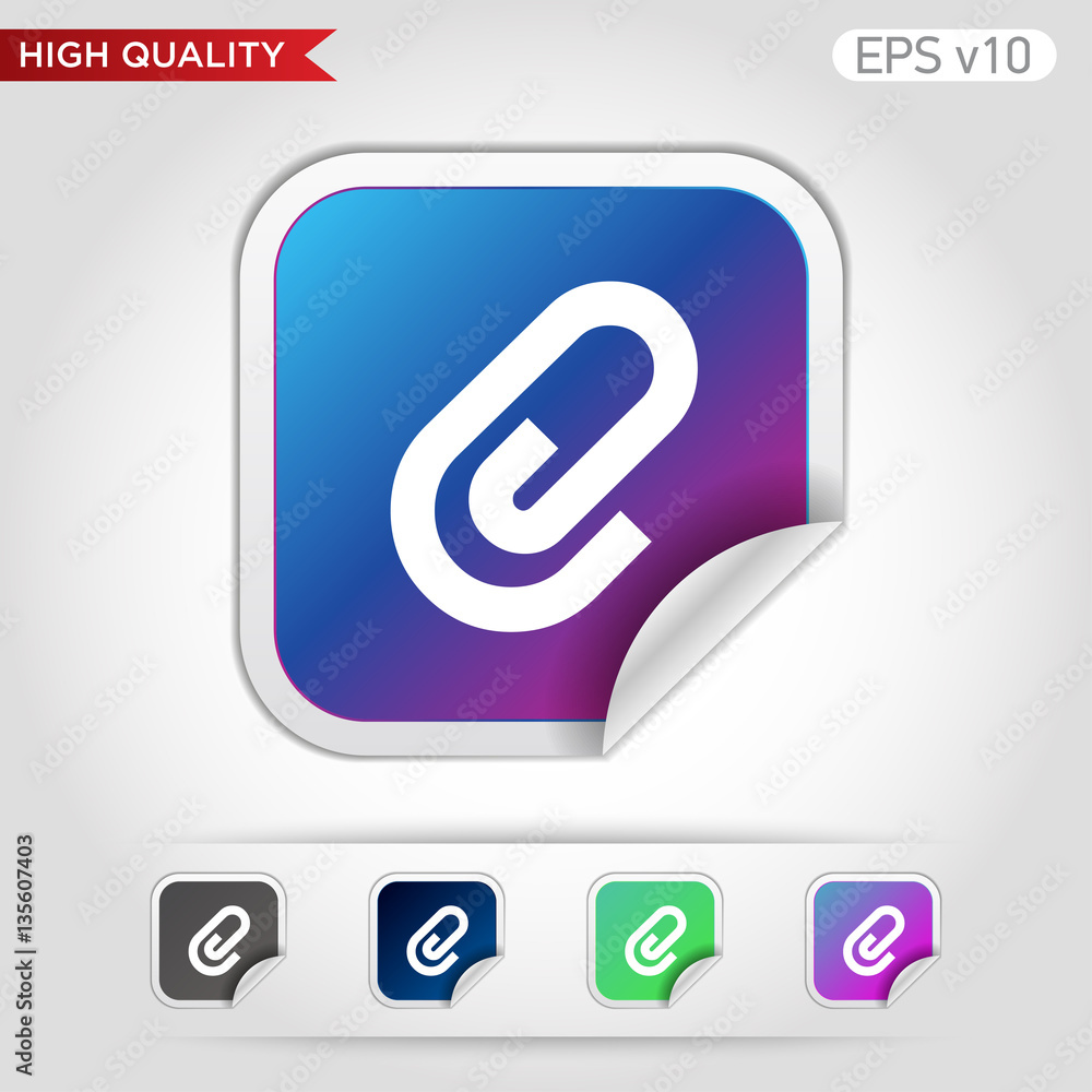 Clip icon. Button with clip icon. Modern vector. Clip icon. Button with clip icon. Modern vector.
