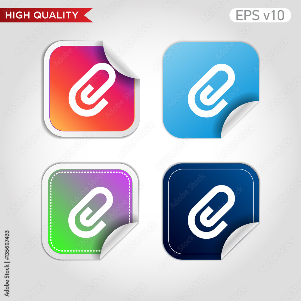 Clip icon. Button with clip icon. Modern vector. Clip icon. Button with clip icon. Modern vector.
