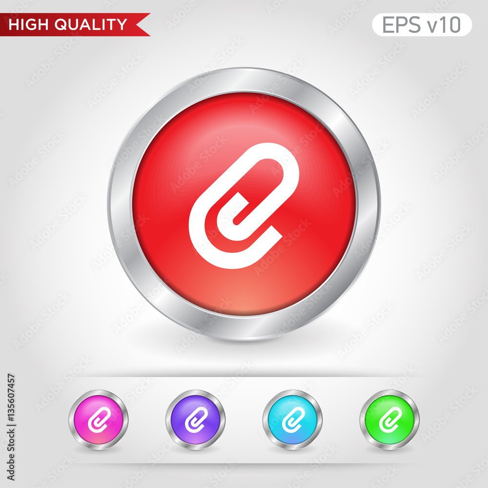Clip icon. Button with clip icon. Modern vector. Clip icon. Button with clip icon. Modern vector.