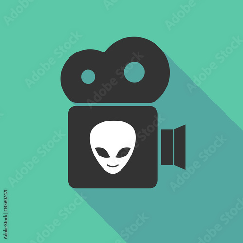 Long shadow cinema camera with an alien face